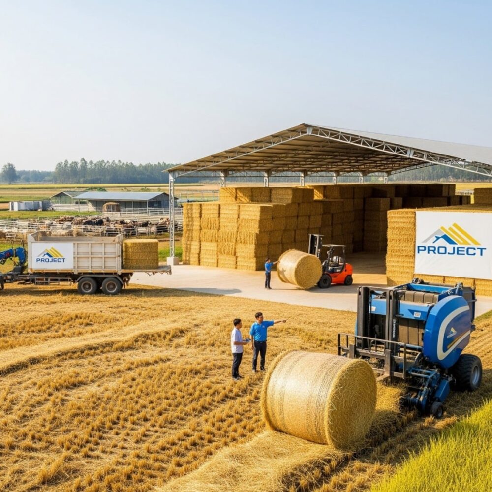 إنتاج القش (تبغيل الأعلاف) وبيعه للمزارعين