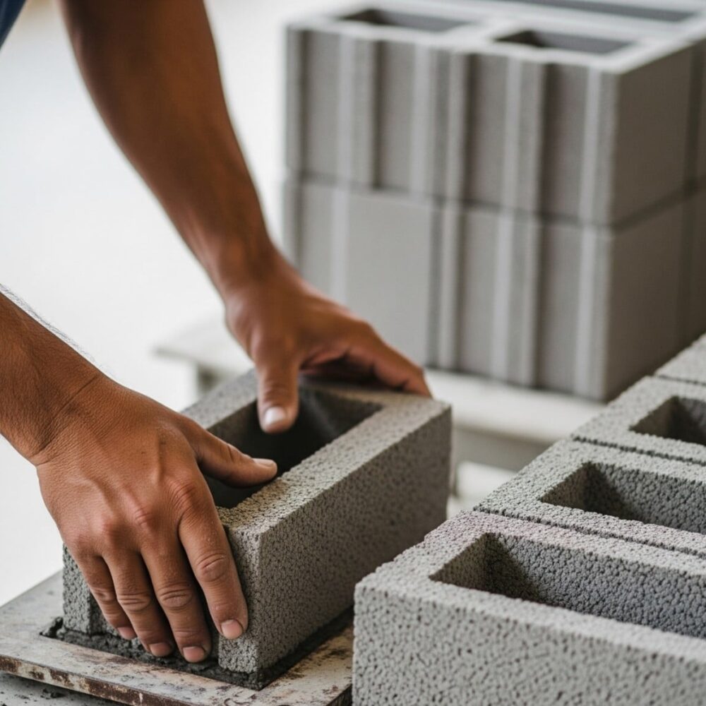 إنتاج كتلة خرسانية يدوية