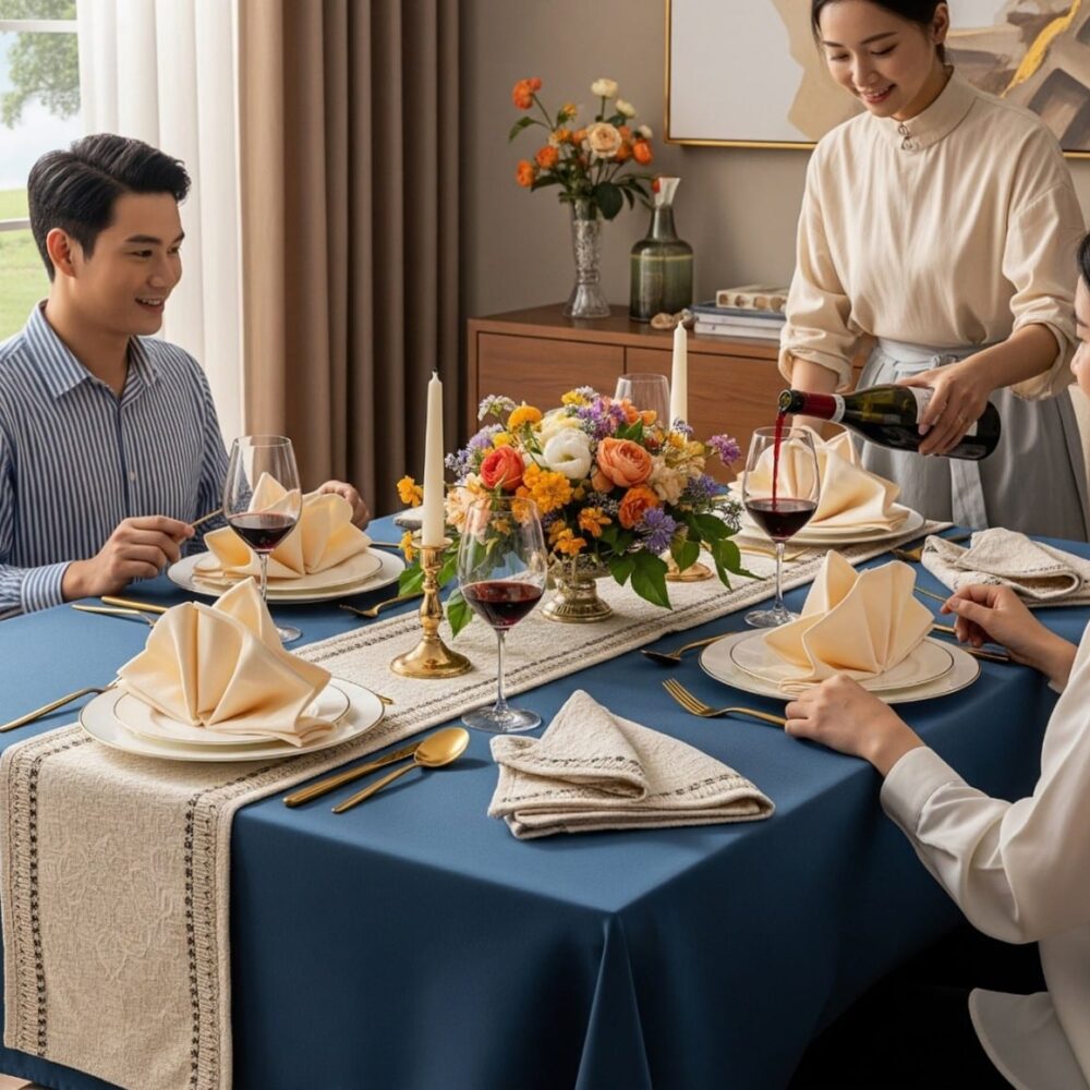 إنتاج مفارش سفرة وتغطية طاولات