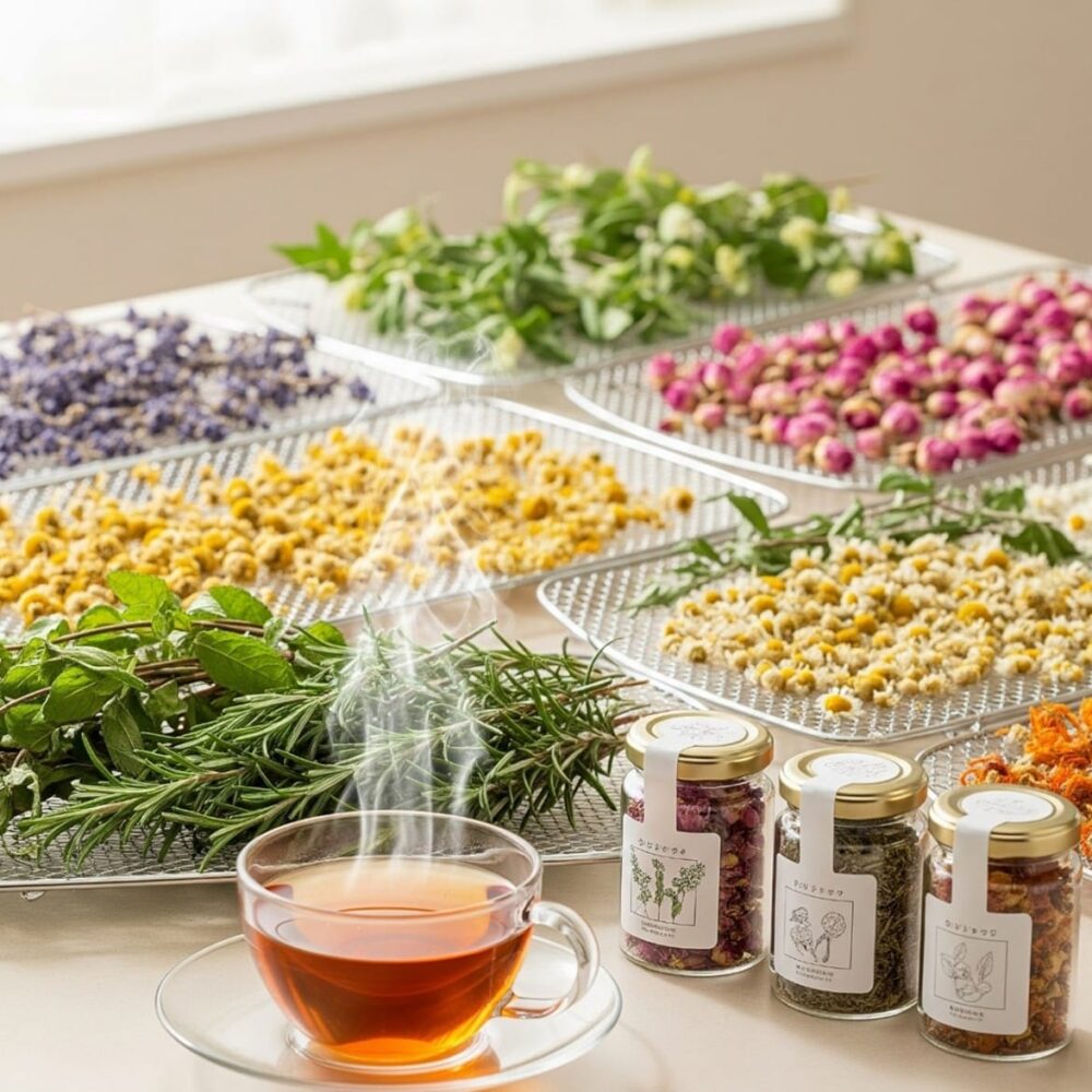 تجفيف أزهار ونباتات لصناعة الشاي العشبي