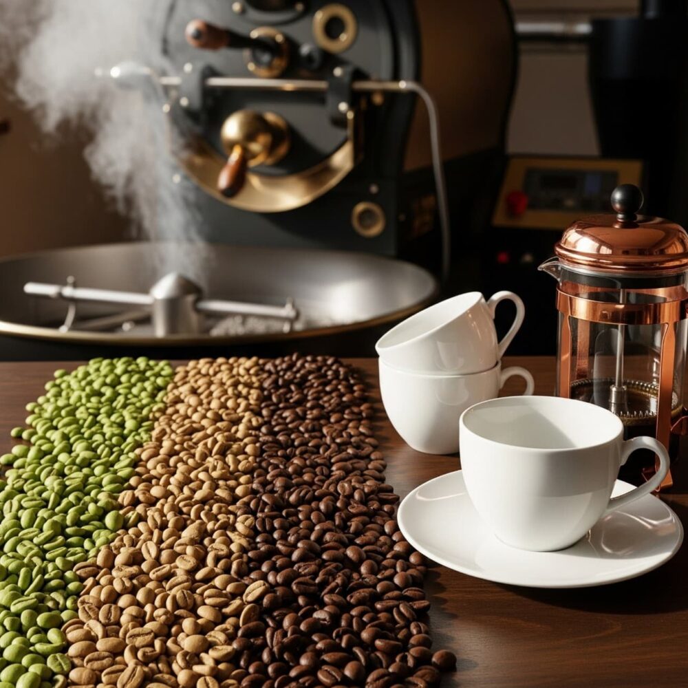 تحميص وطحن البن المحلي (إذا وجد)