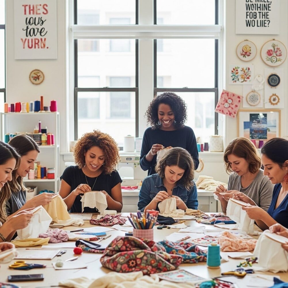 تعليم مهارات الخياطة والتطريز للسيدات