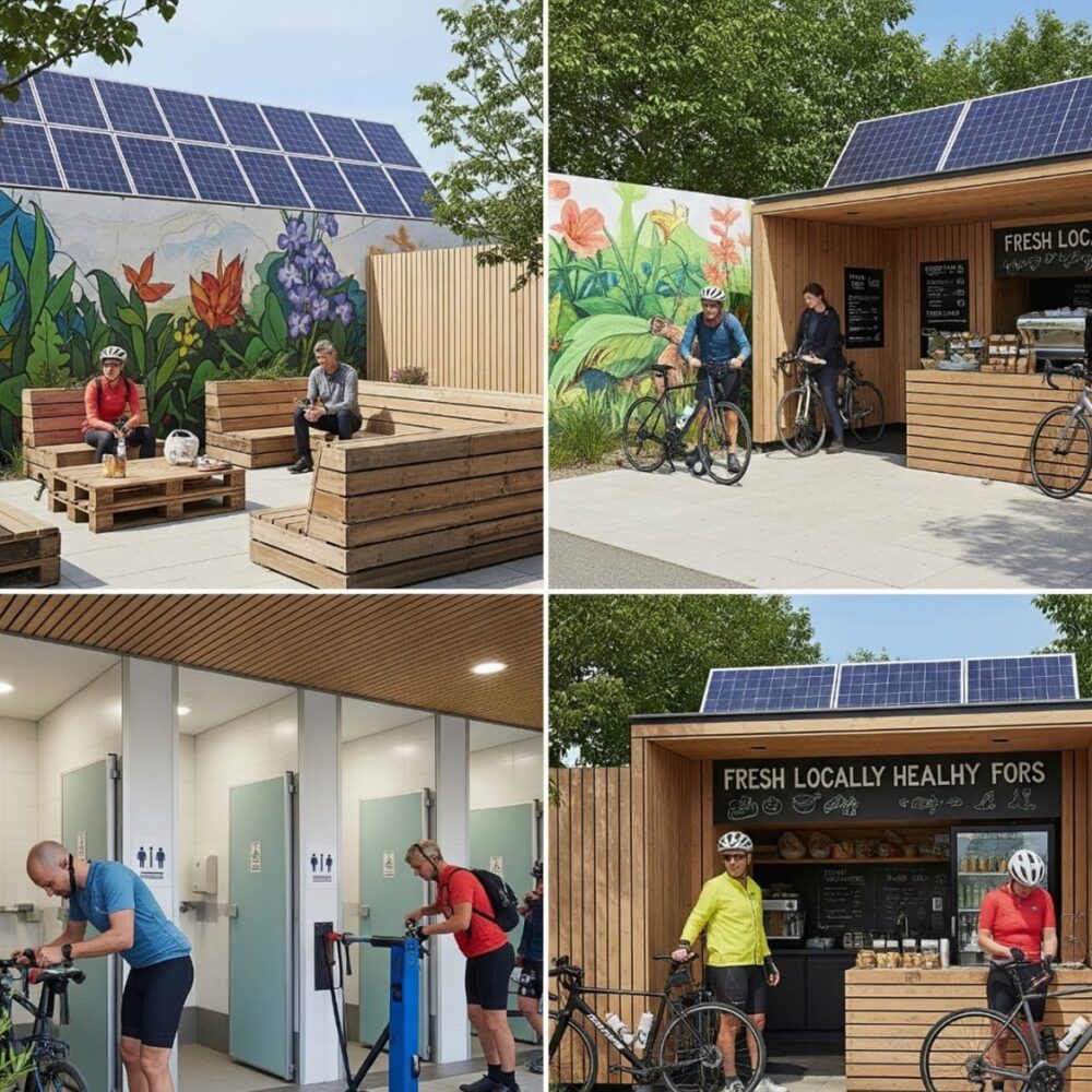 تقديم خدمات الاستراحة للراجلين وراكبي الدراجات