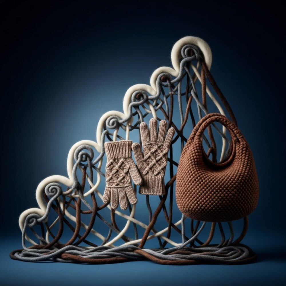 حياكة الحقائب والقفازات الصوفية