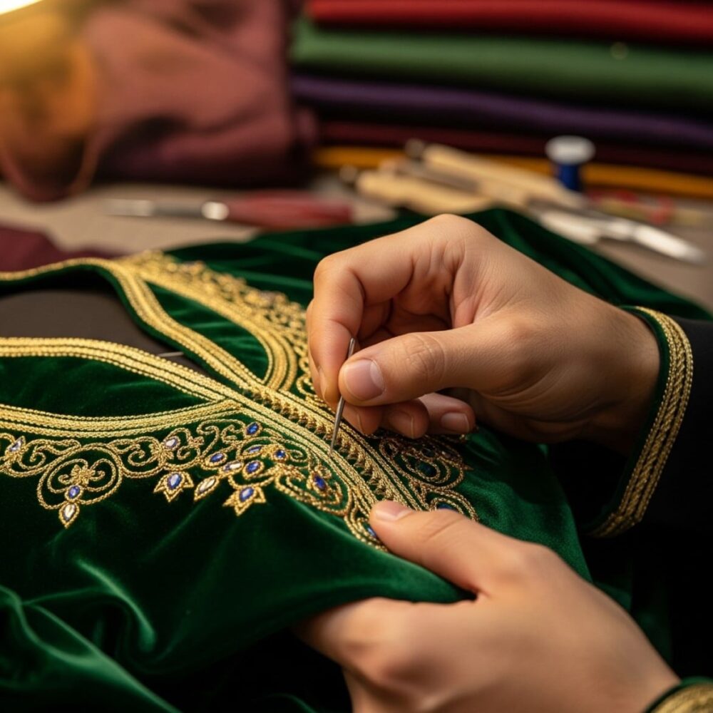 حياكة الملابس التقليدية (الشدة والقفطان)