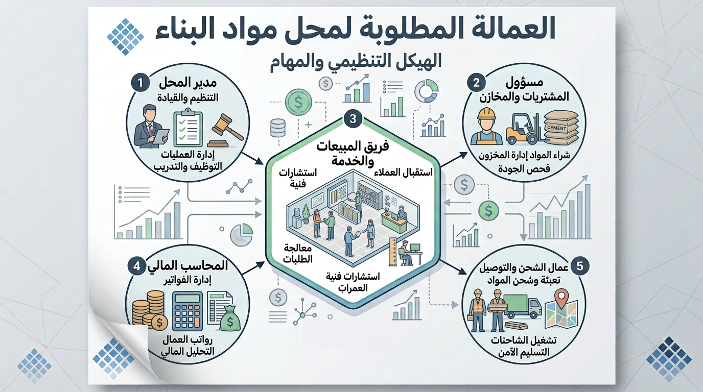 العمالة المطلوبة لمحل مواد البناء