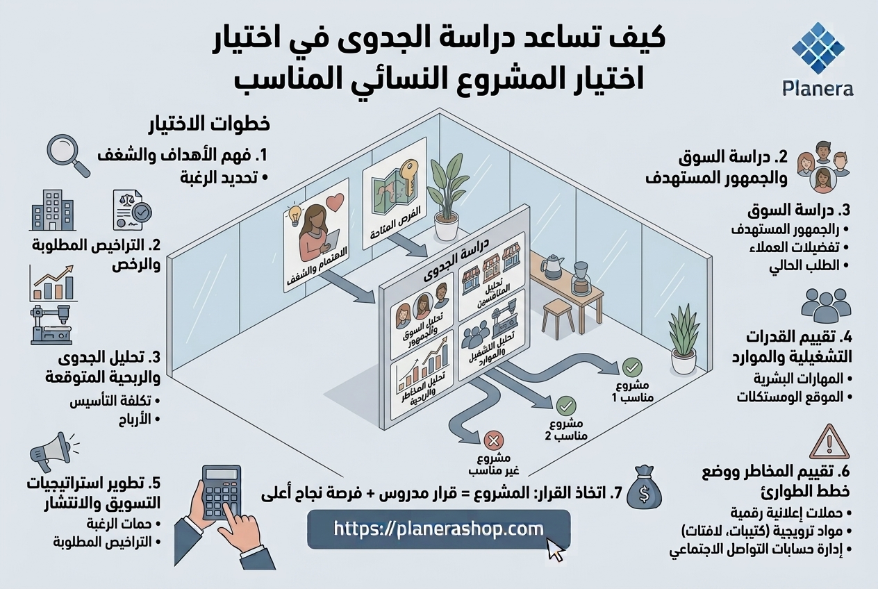 كيف تساعد دراسة الجدوى في اختيار المشروع النسائي المناسب